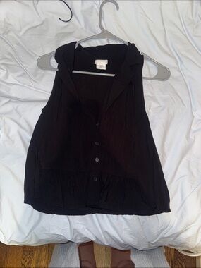 Cooperative Black Sleeveless Button-Front Blouse